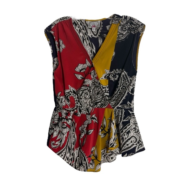 ANTHROPOLOGIE YOANA BARASCHI Anila Peplum Paisley Faux Wrap Top Size Small - Picture 1 of 6